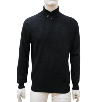 Winter pullover Men turtleneck button plaid sweater merino wool knit sweater